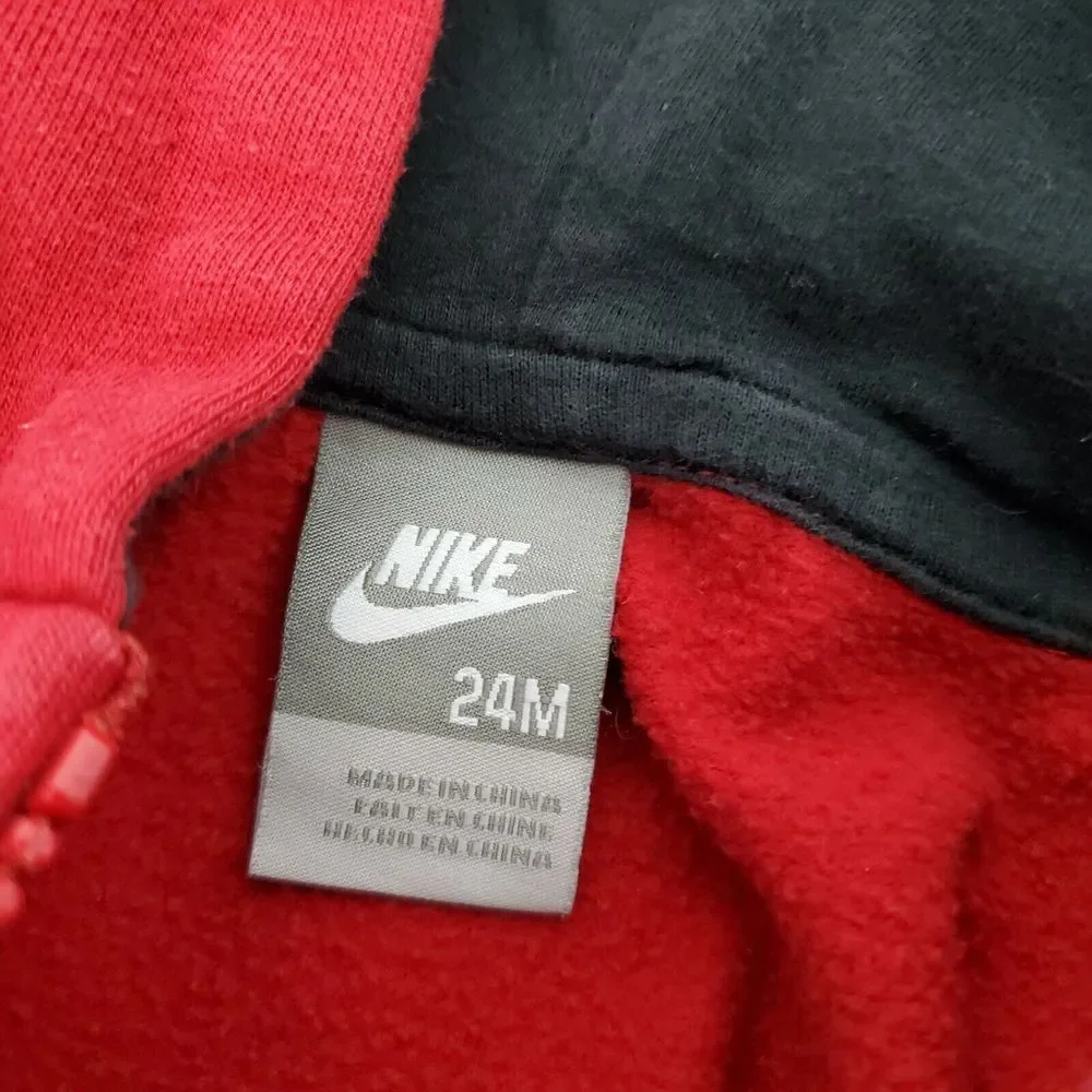 Nike‎ Toddler Boys Full Zip Hoodie Sweatshirt 24M Red Black